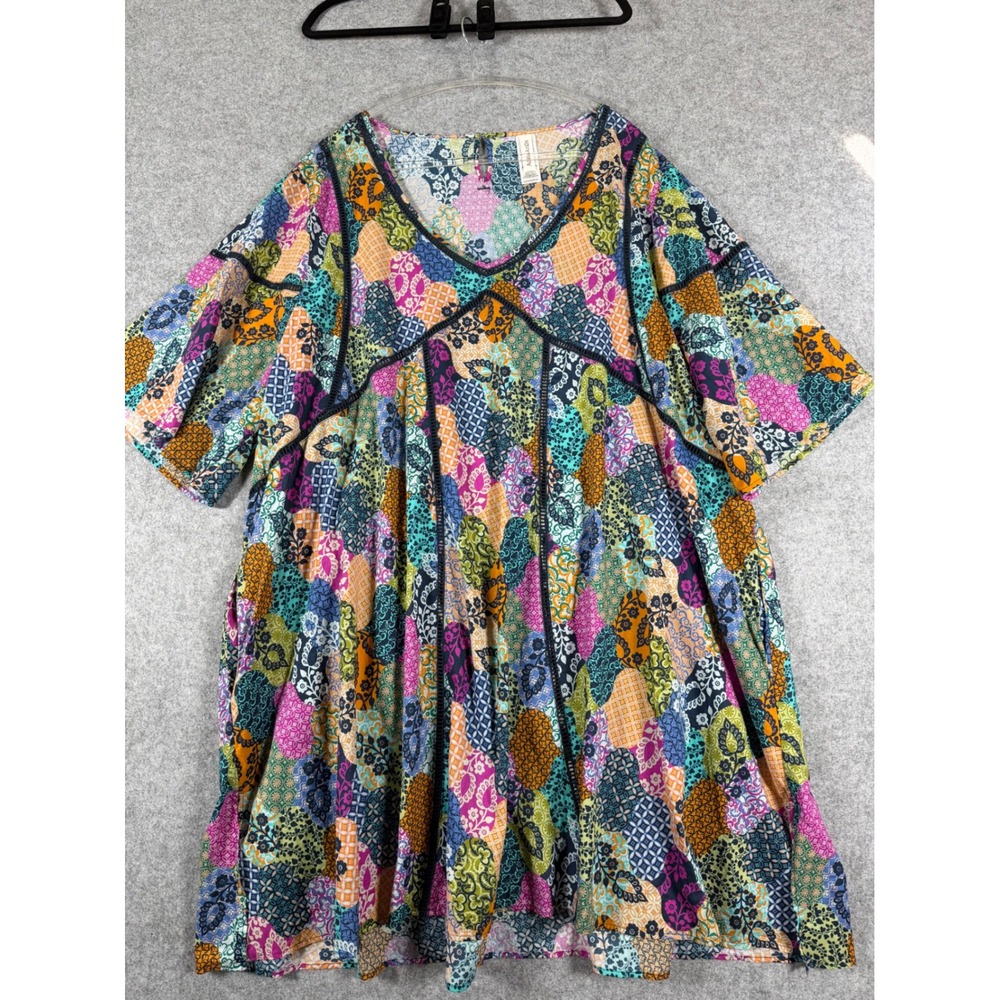 Artesands Cotton Patchwork Cover Up Dress Womens 20-22 Multi Excellent Pockets